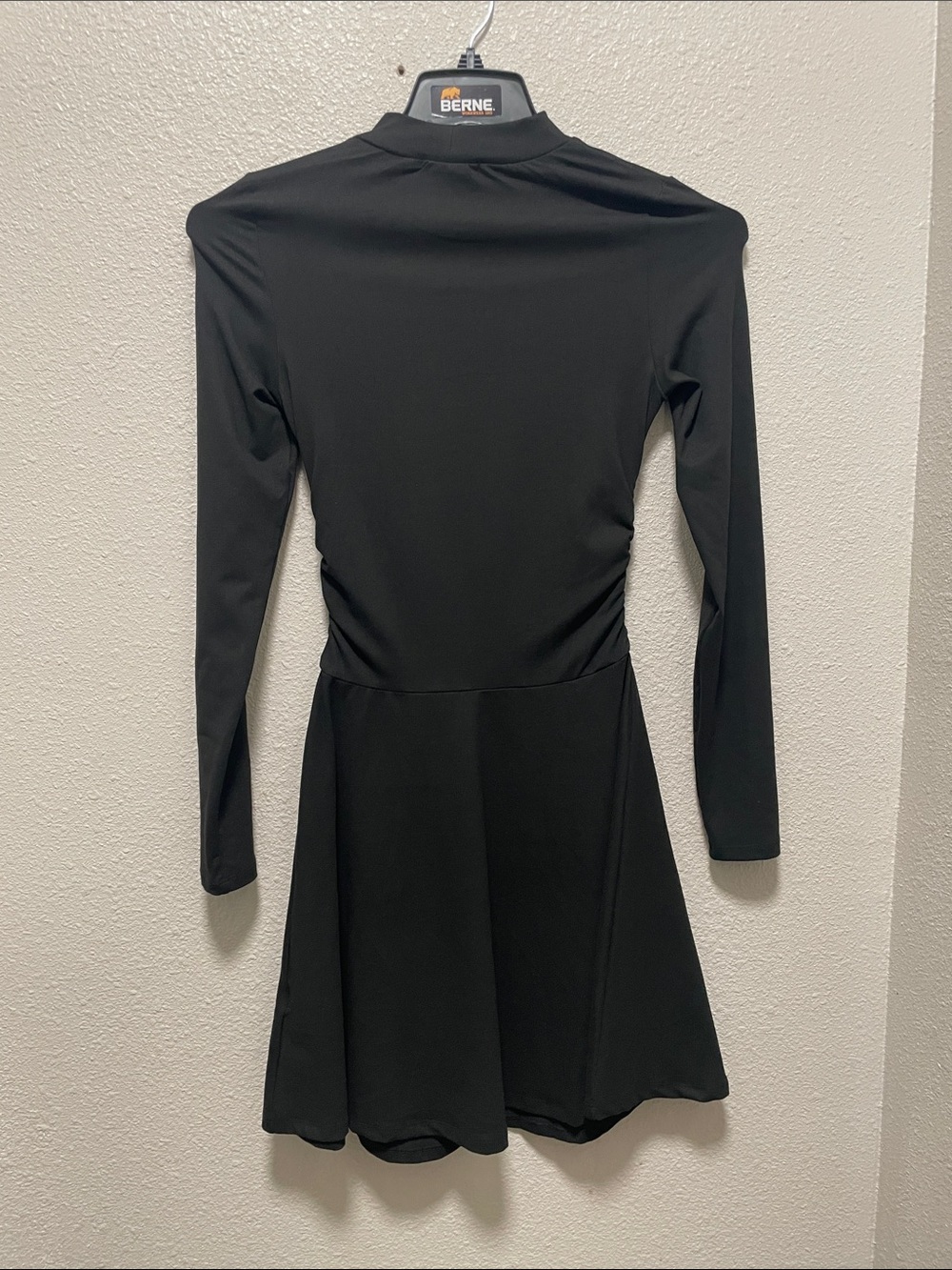 Ofeefan Long-Sleeve Black Mini Dress with Mock Neck - Picture 2 of 5